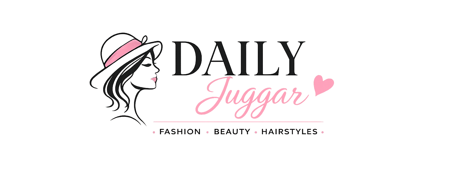 Daily Juggar logo featuring a stylish woman illustration with fashion, beauty and hairstyles branding.