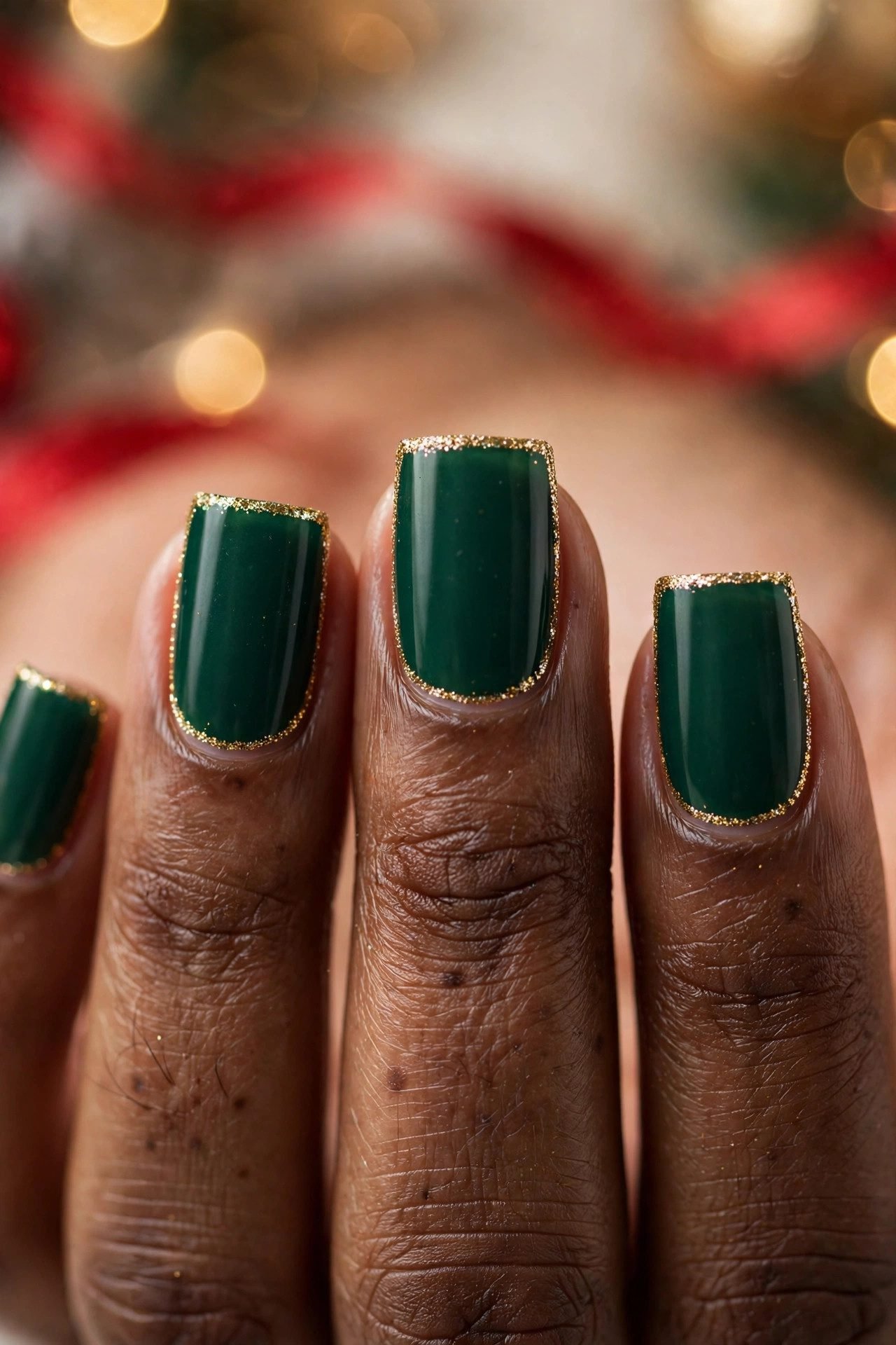 christmas nails square the edge glitter line