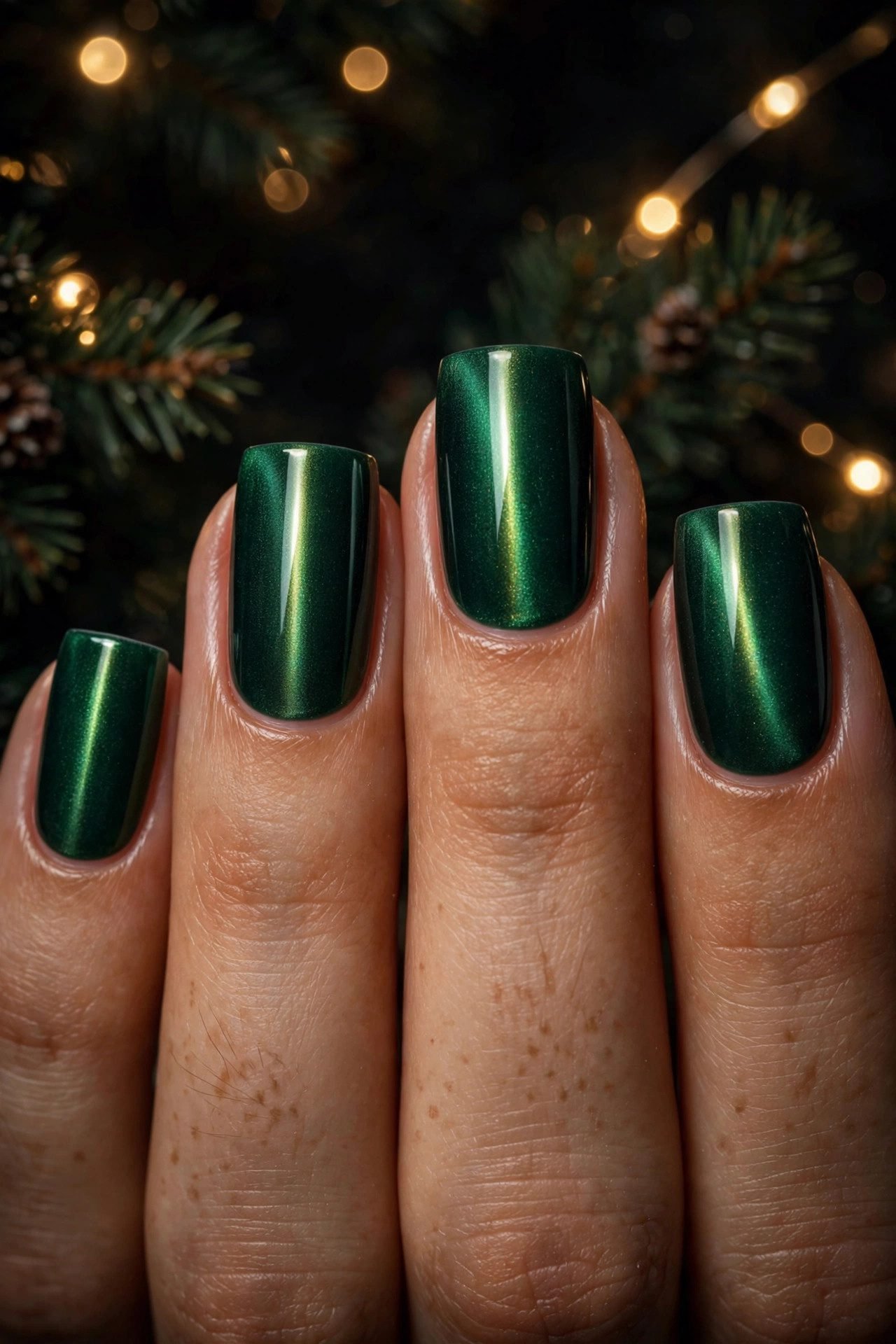 christmas nails square the cat-eye beam