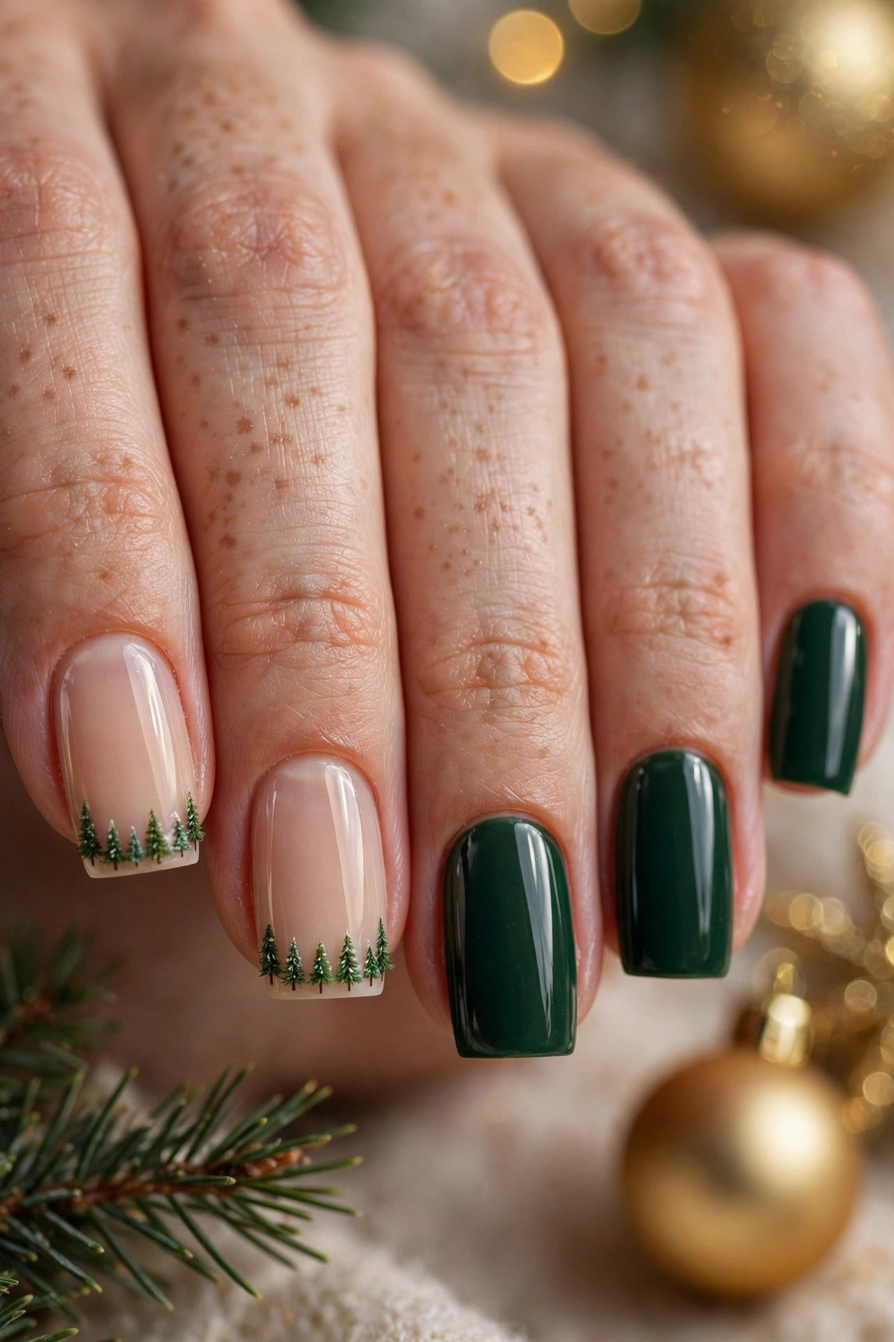 christmas nails square the tiny tree line