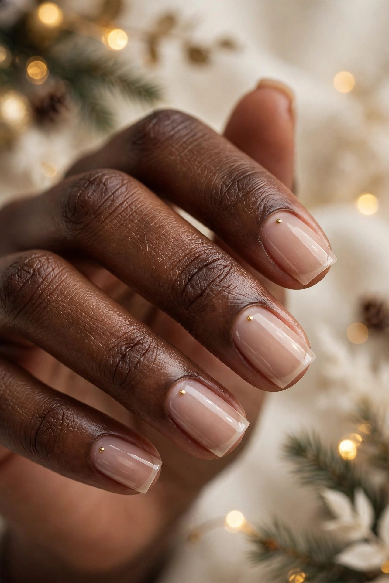 christmas nails square the single gold dot