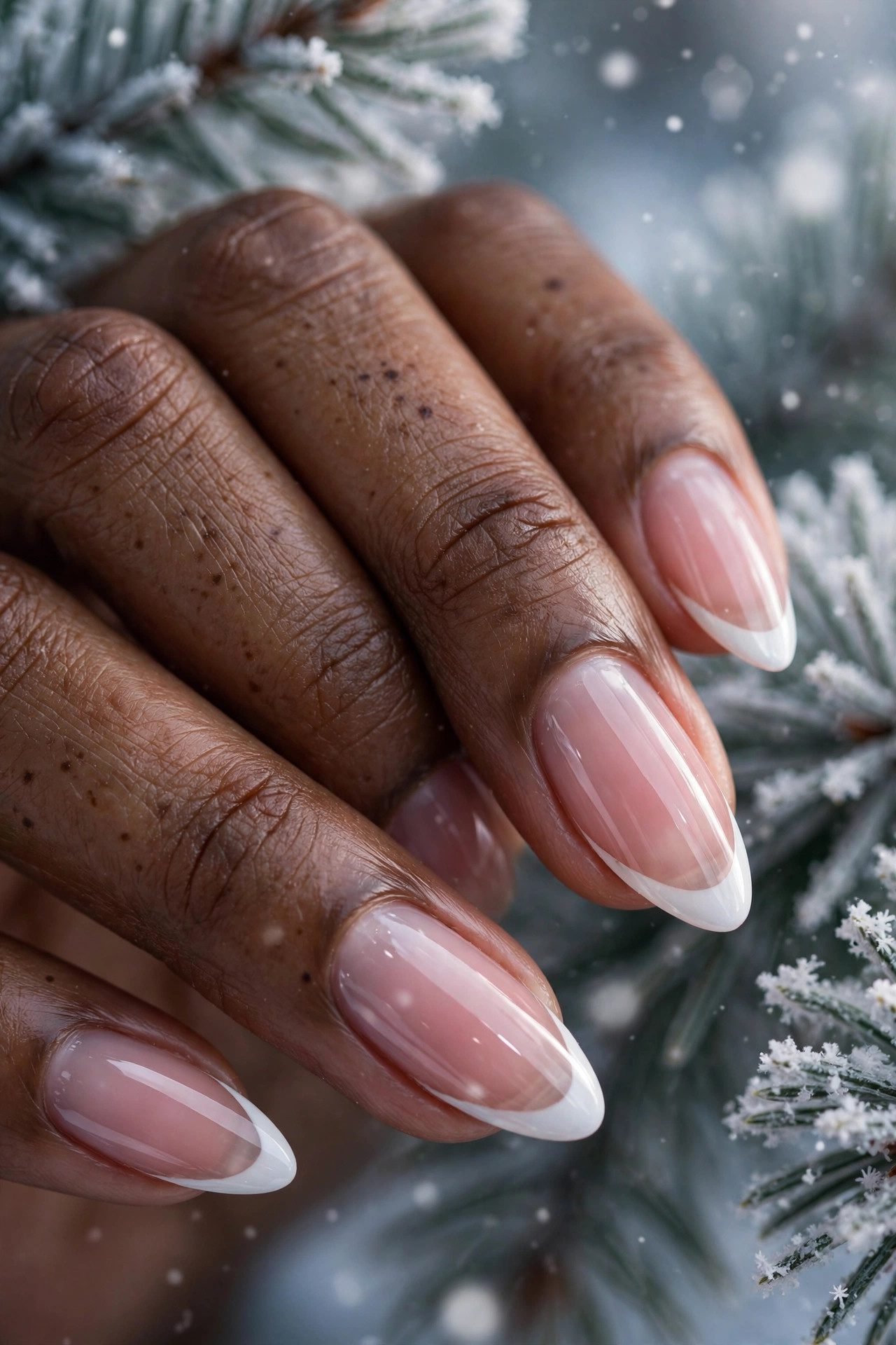 christmas nails almond the curved french