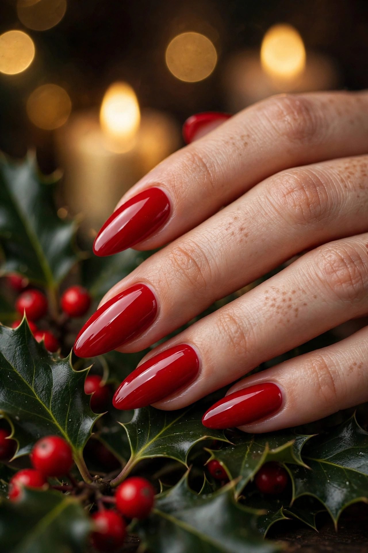 christmas nails almond the classic red almond