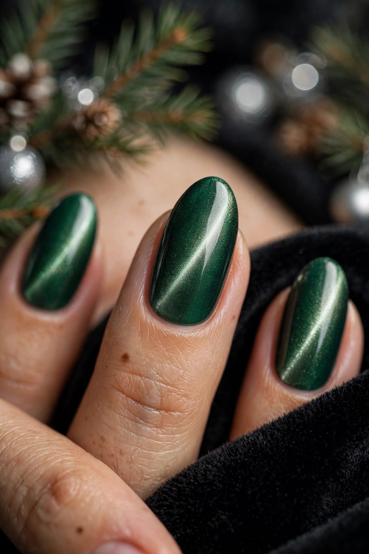 christmas nails almond the cat-eye curve