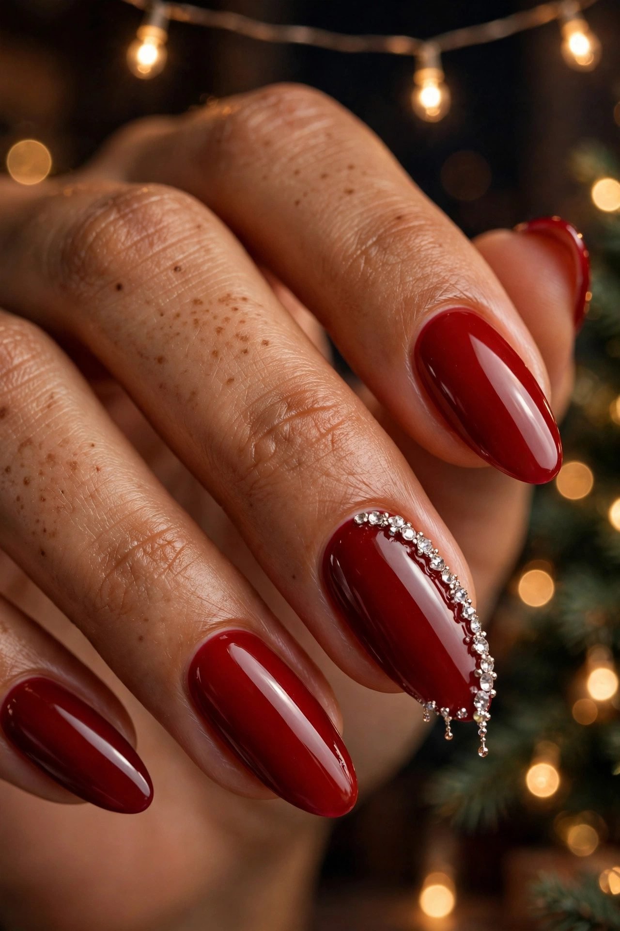 christmas nails almond the rhinestone cascade