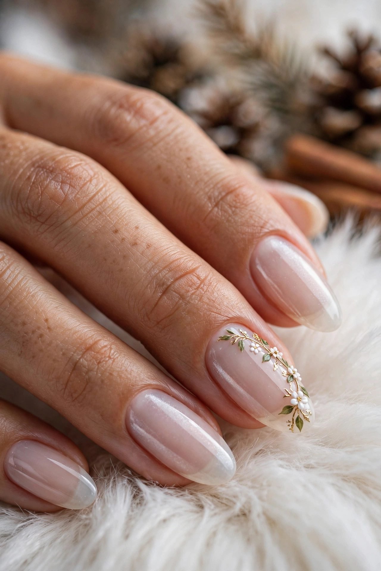 christmas nails almond the winter floral vine