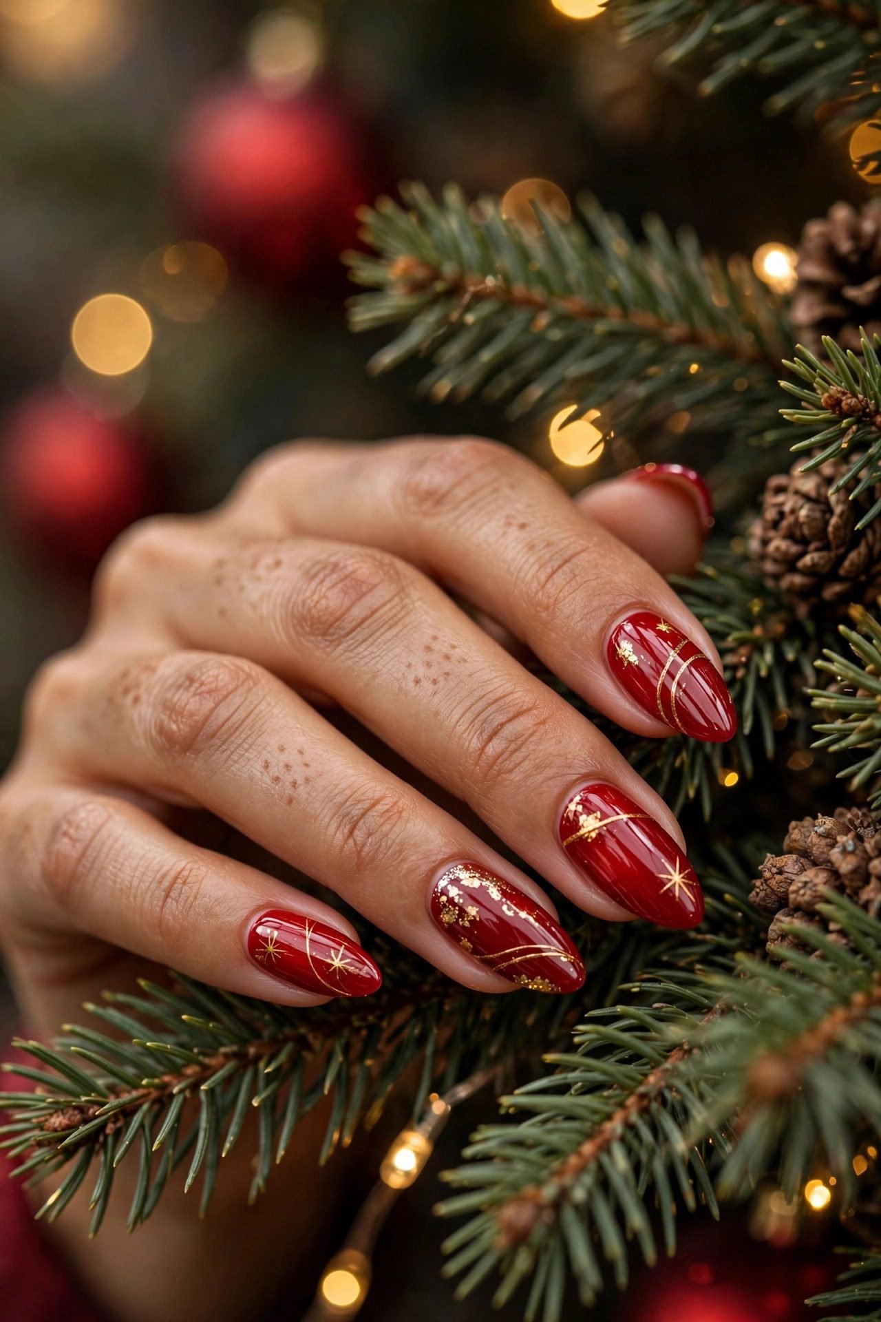 christmas nails almond ideas — festive holiday inspiration