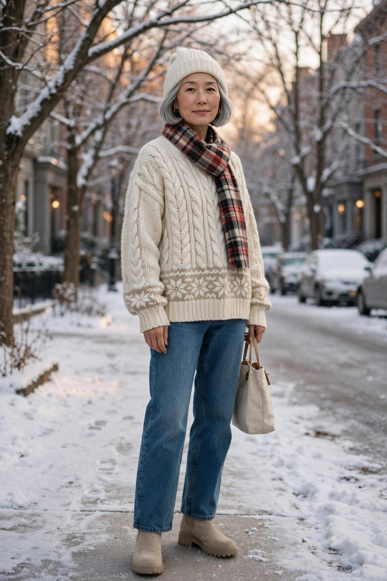 christmas sweater january styling idea