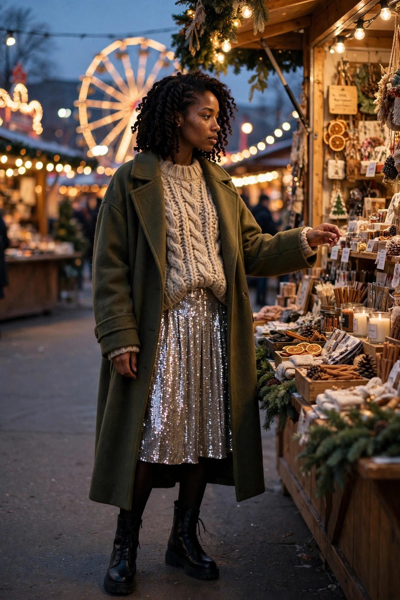 christmas market outfit the sequin skirt stack