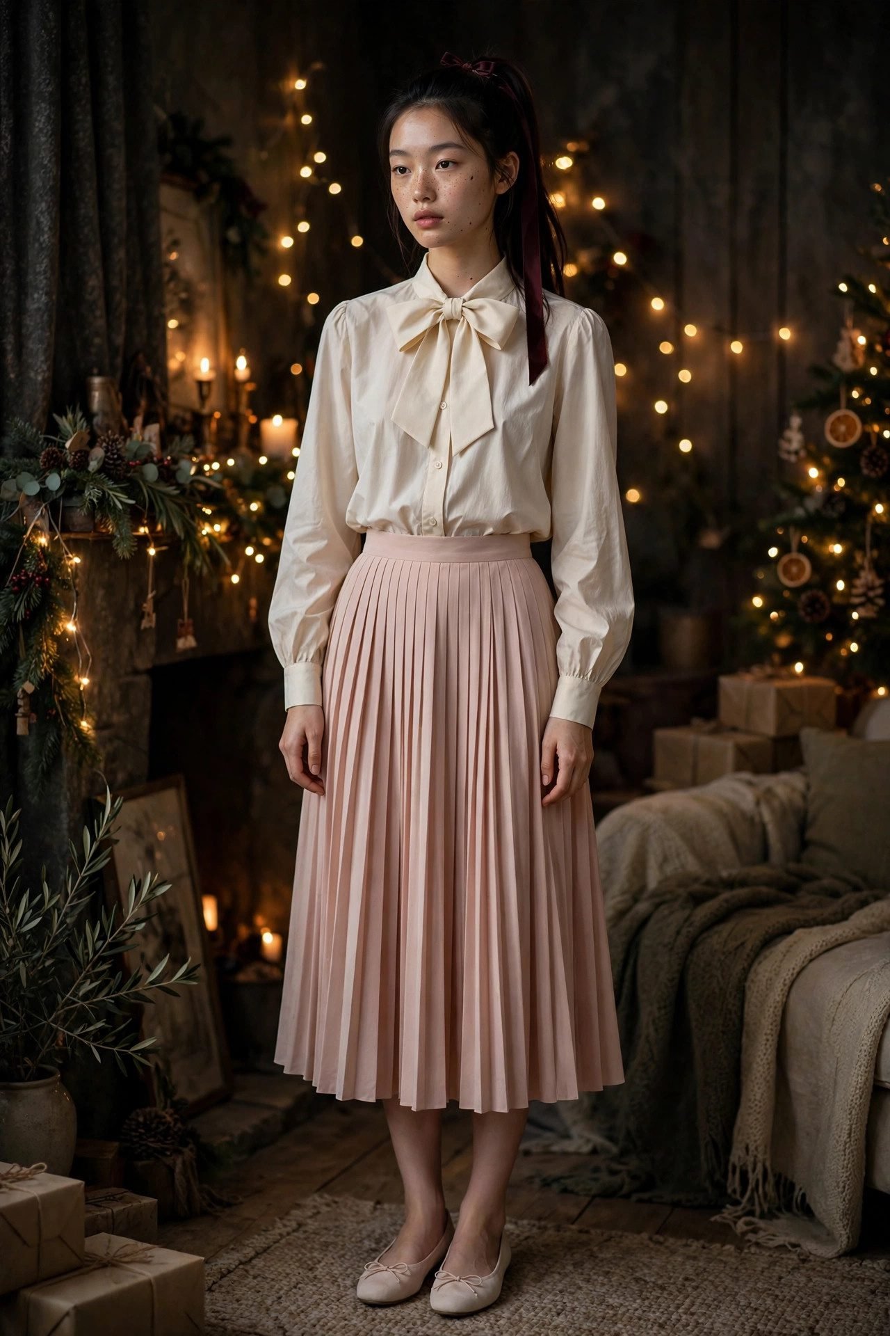 christmas outfits aesthetic the bow blouse