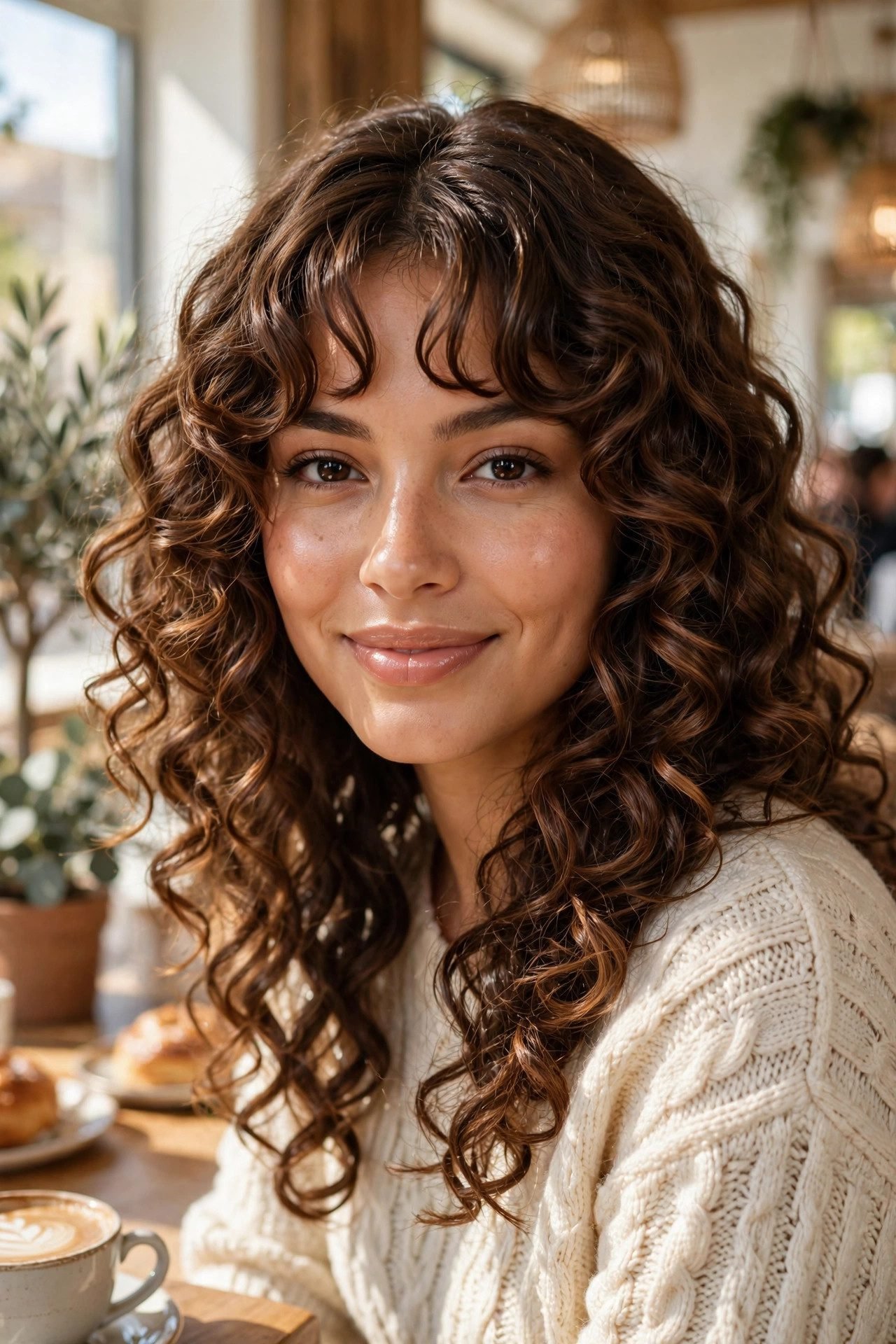 curly hairstyles — The Curly Curtain Fringe