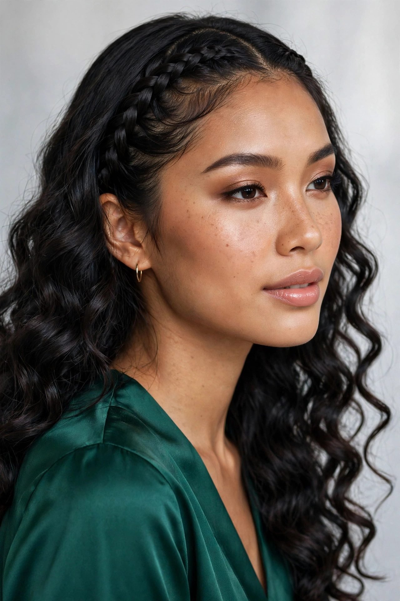 curly hairstyles — The Front French Braid