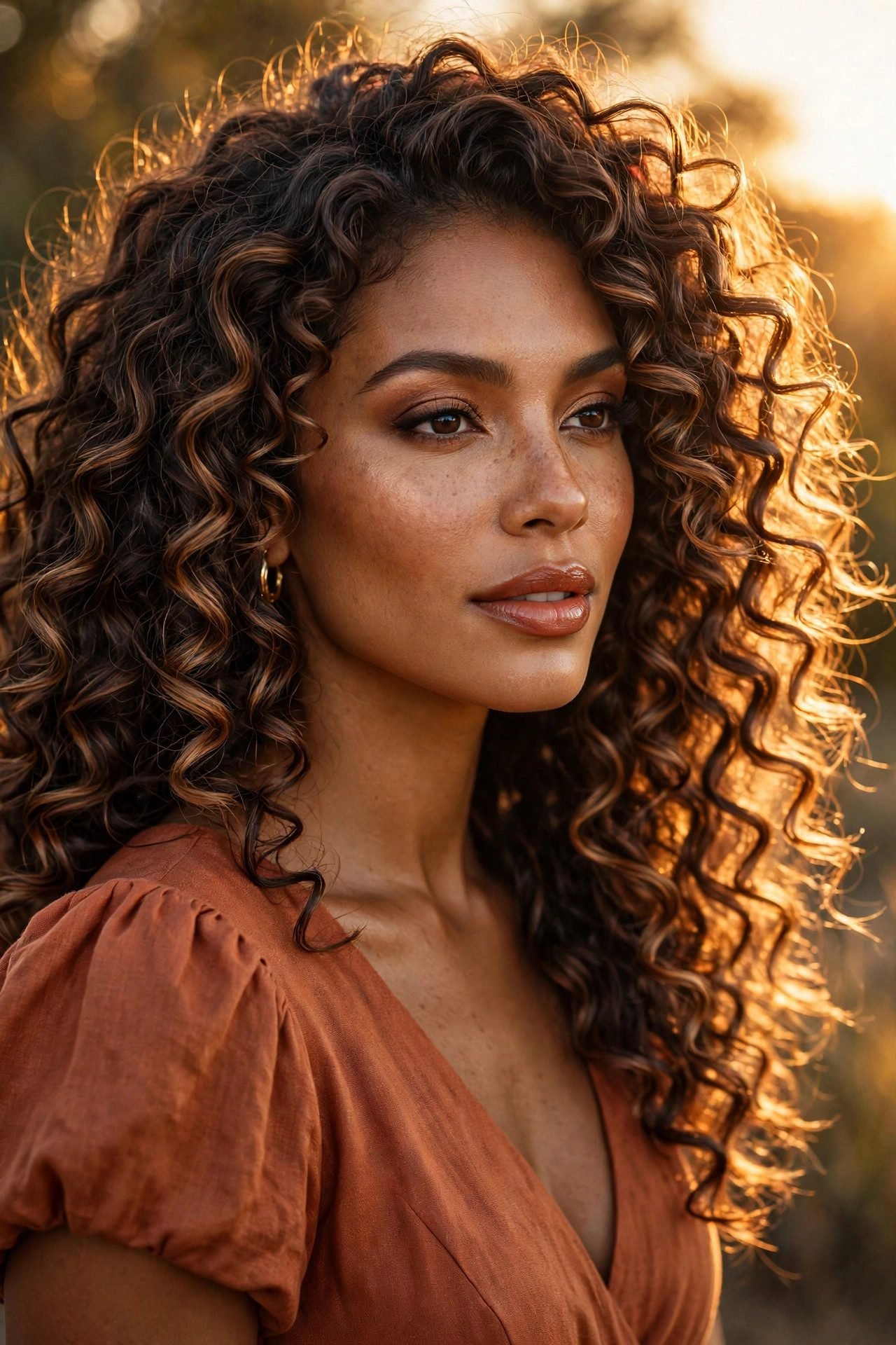 curly hairstyles — The Caramel Balayage Curls
