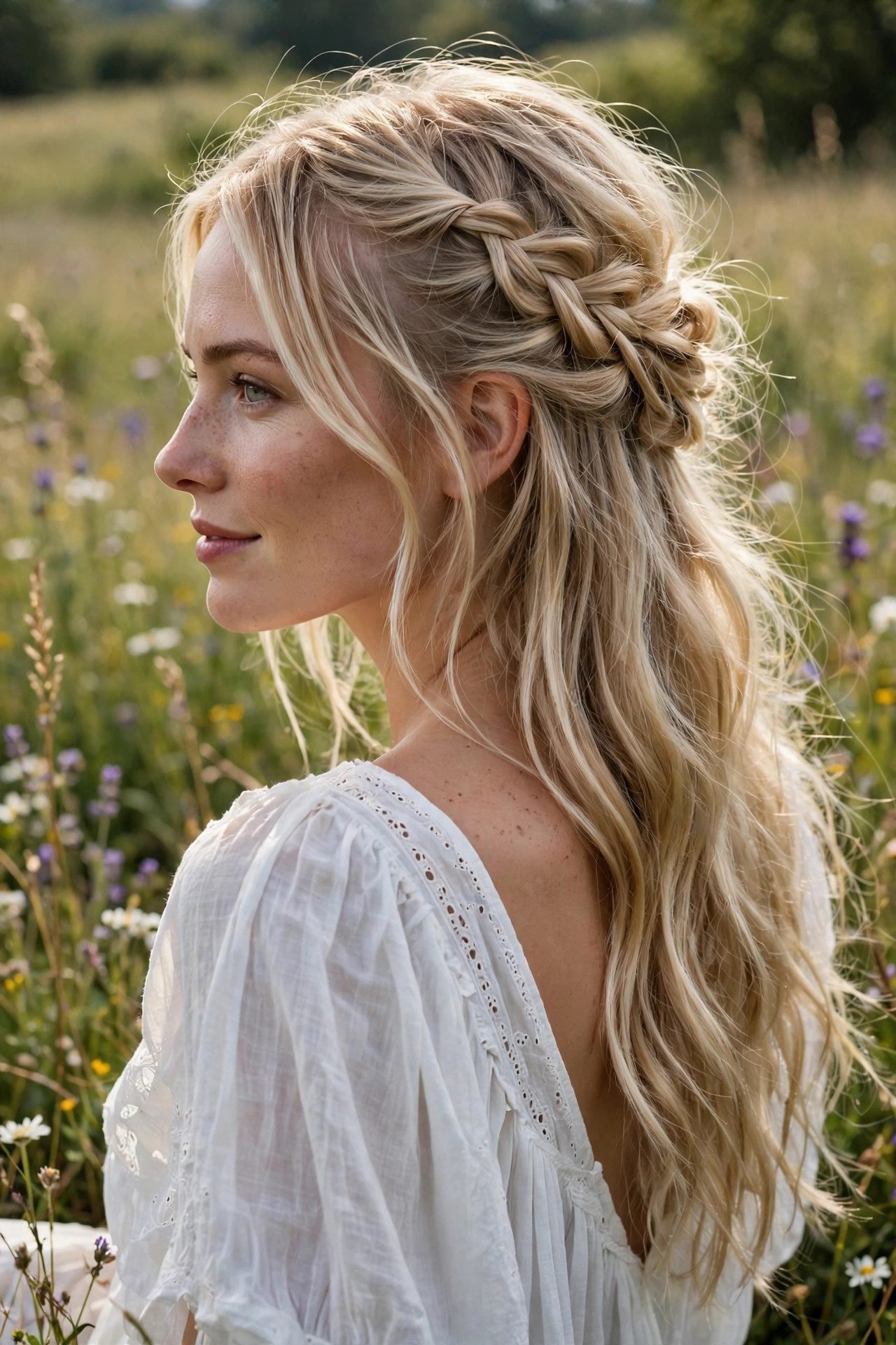 braided hairstyles — The Boho Braid-Through Half-Up