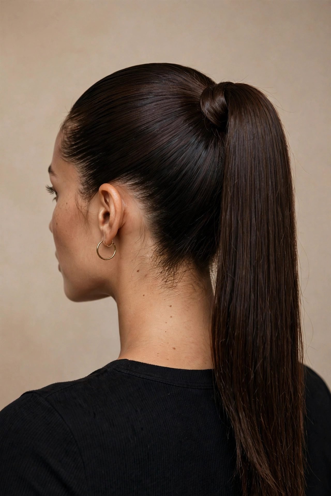 cute hairstyles — The Slick-Back Pony with Wrap