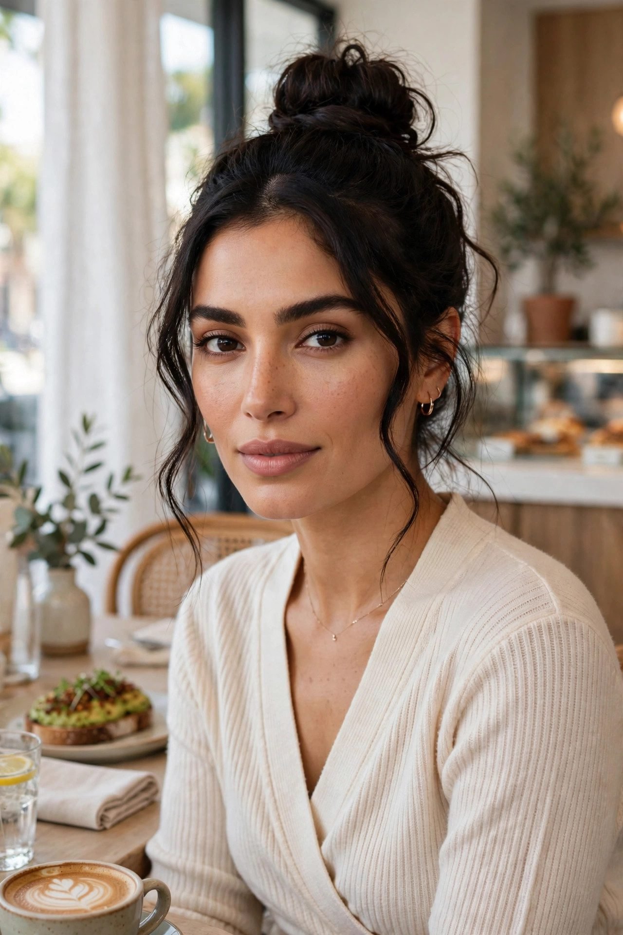 cute hairstyles — The Top Knot with Face Frame