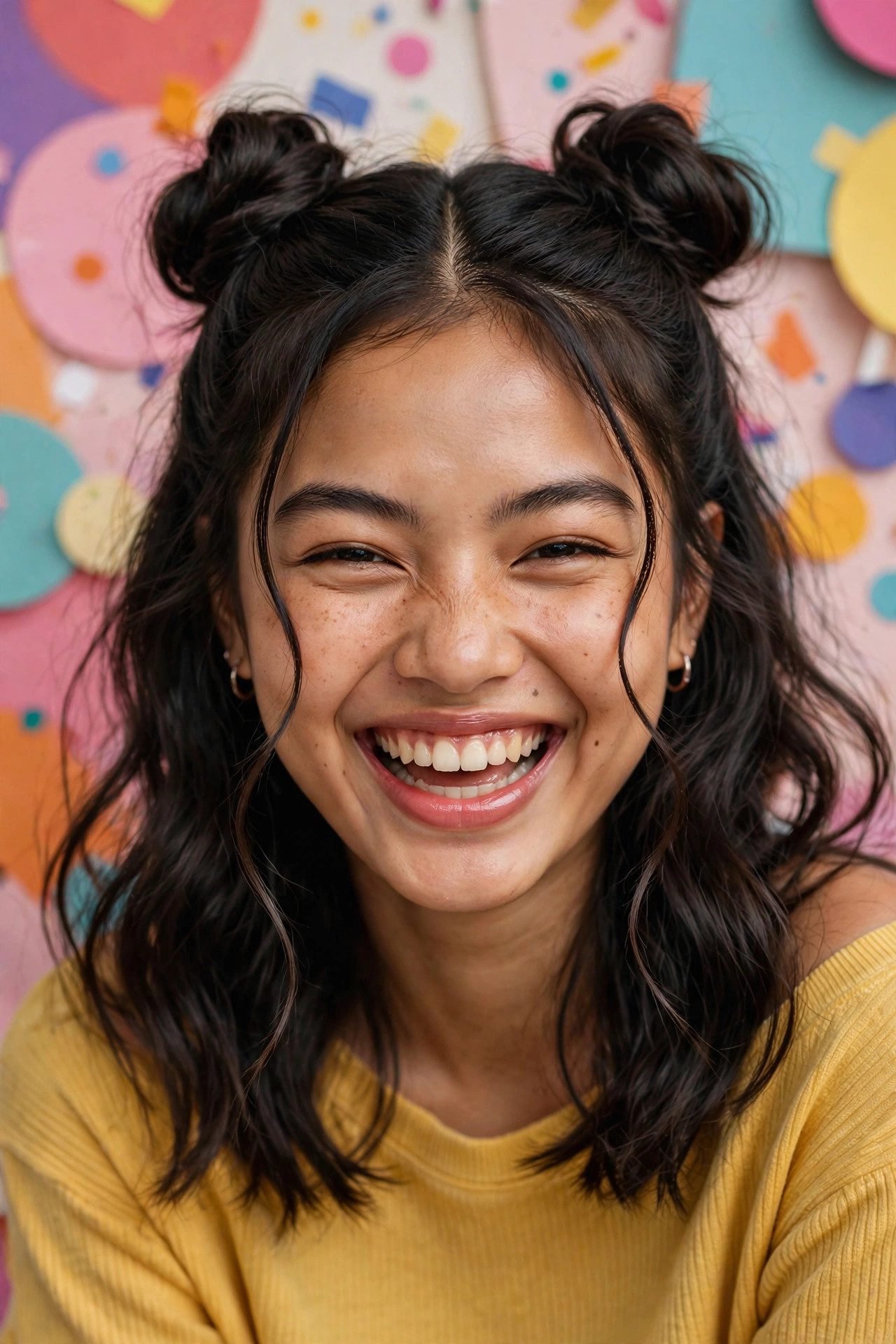 cute hairstyles — The Space Buns with Tendrils
