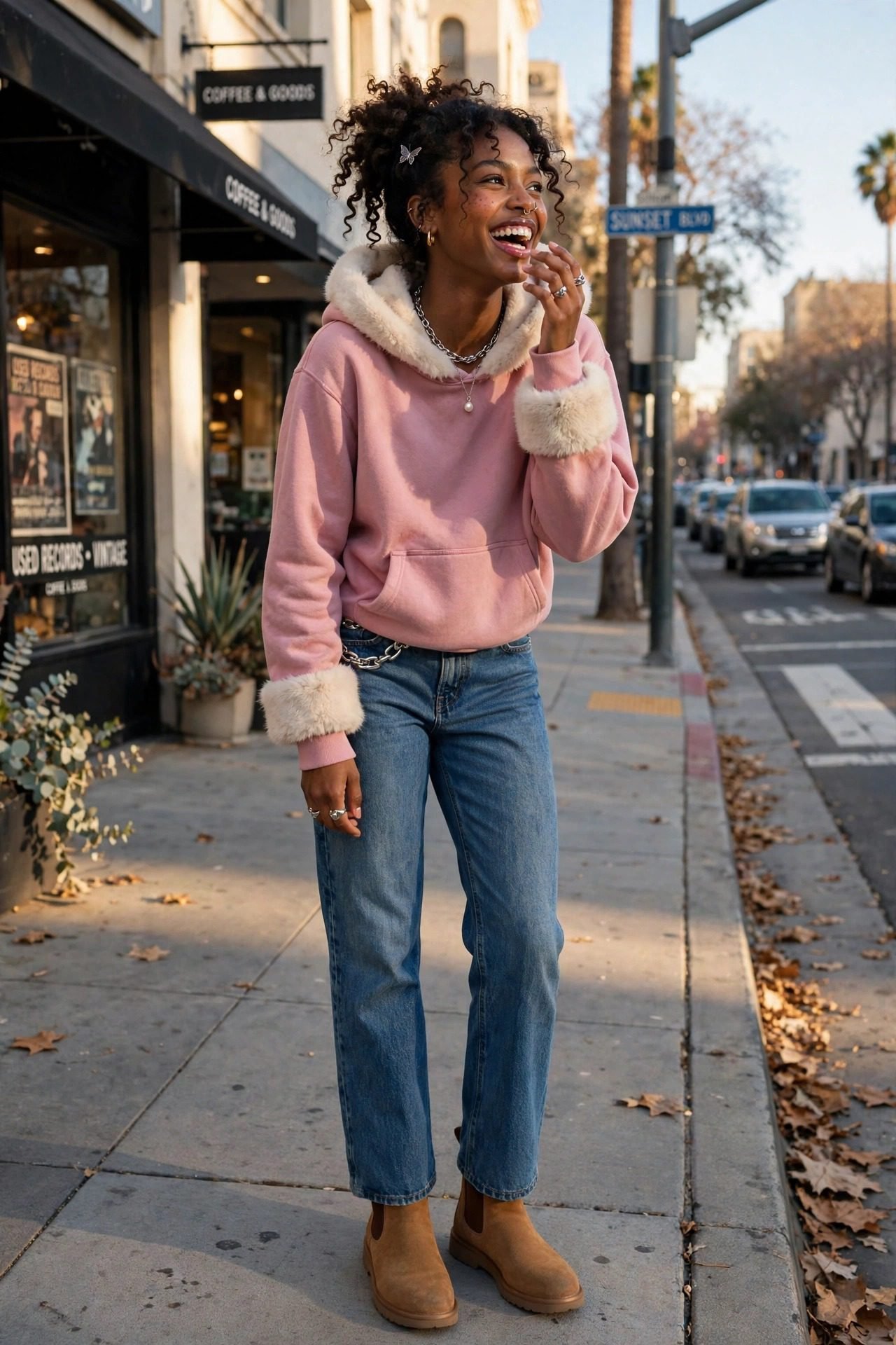 y2k outfits — The Fur-Trim Hoodie