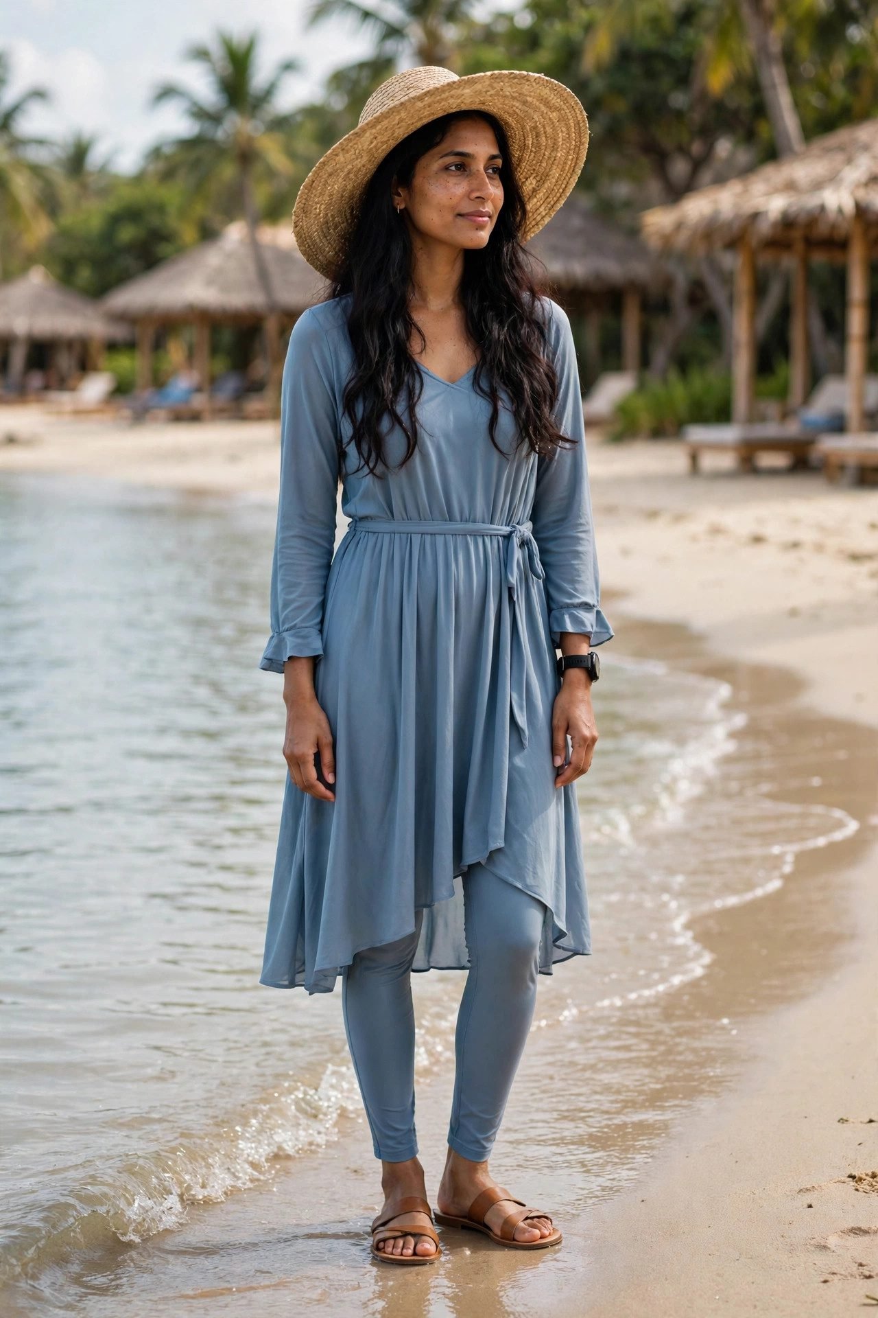 beach outfit — The Long-Sleeve Swim Dress