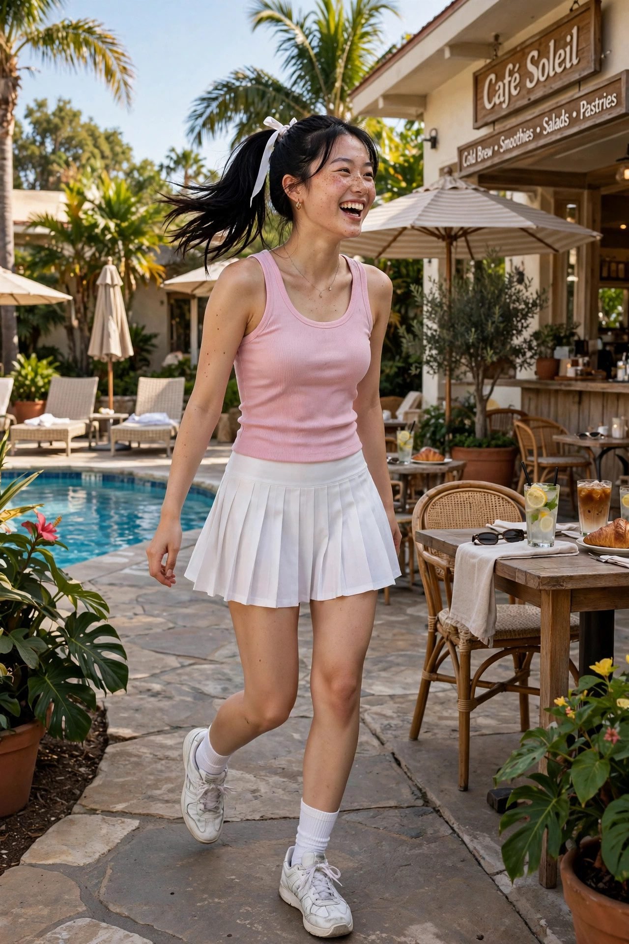 beach outfit — The Tennis Skirt Poolside