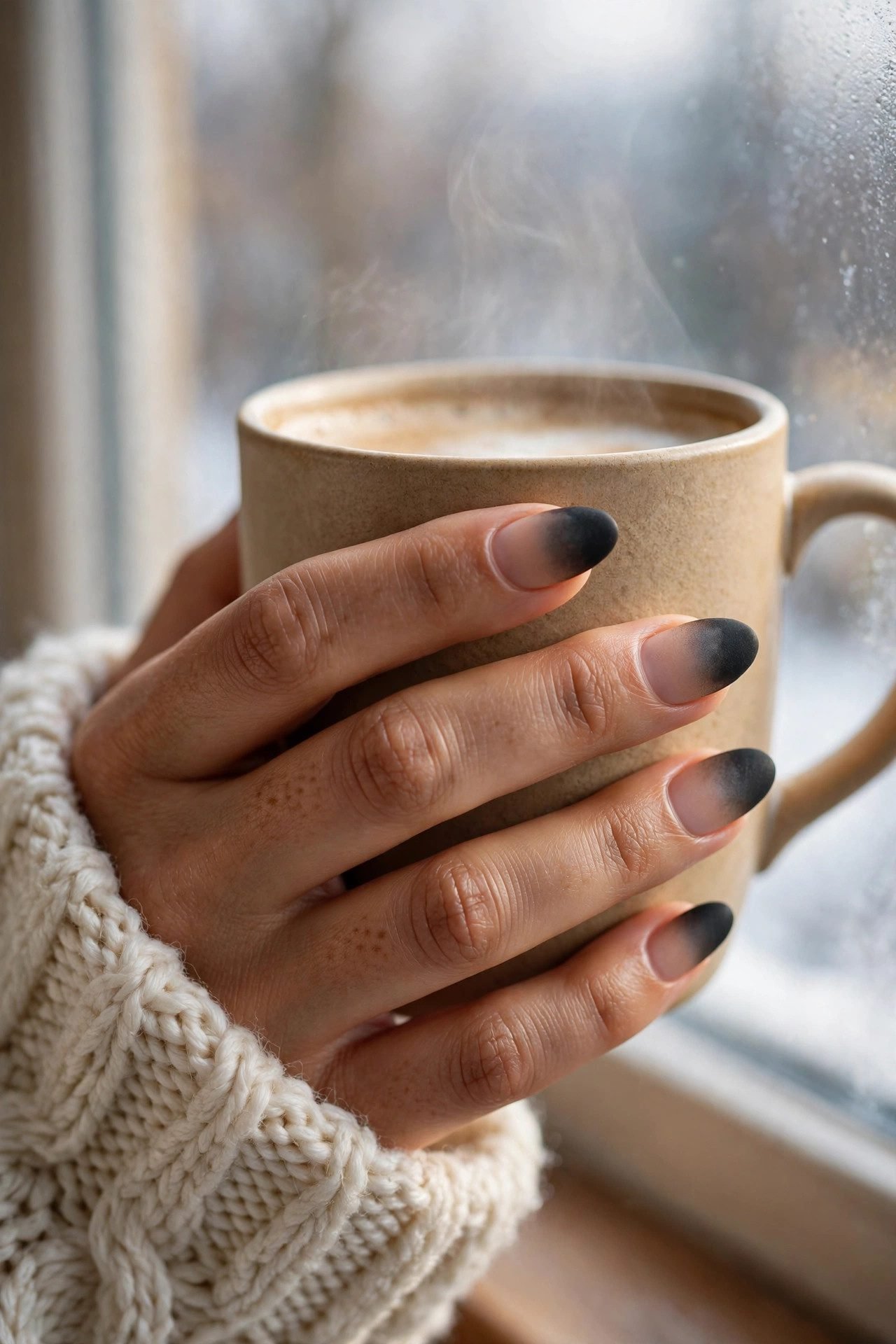 black nails — The Matte Ombré