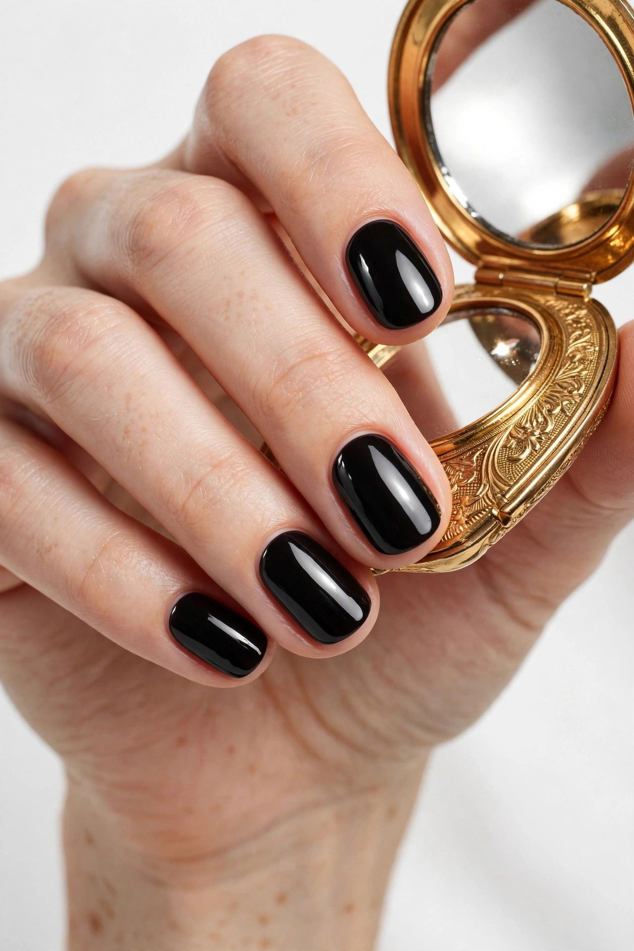 black nails — The Classic Glossy Oval