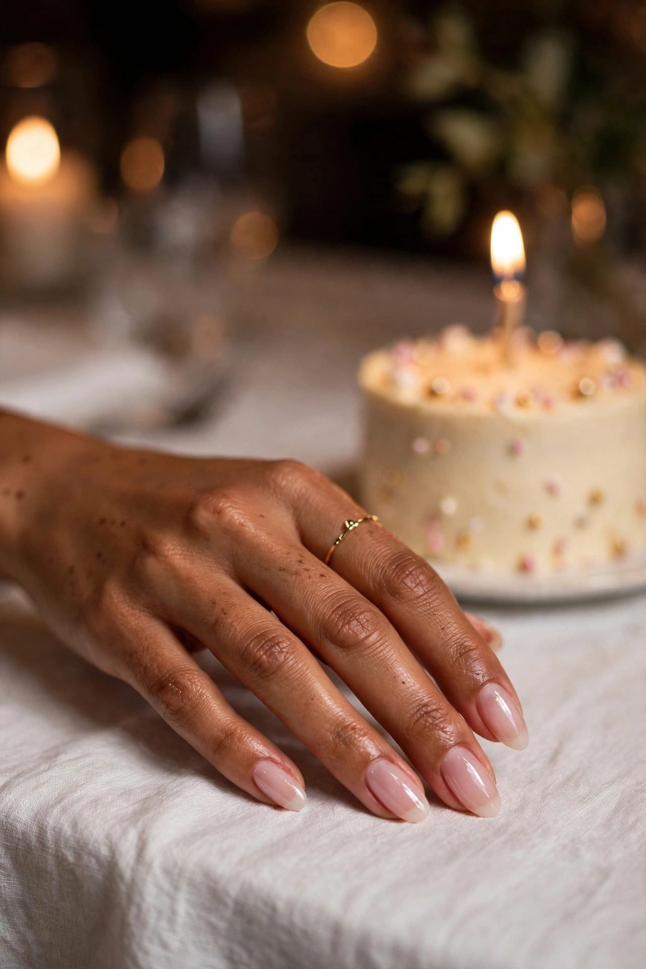 birthday nails — The Milky Almond Gloss