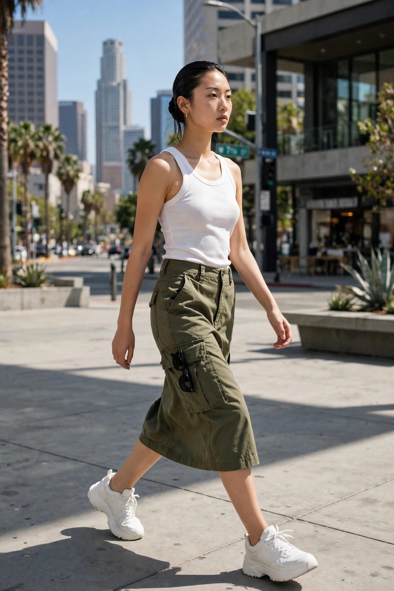 skirt outfits — The Cargo Midi Trend
