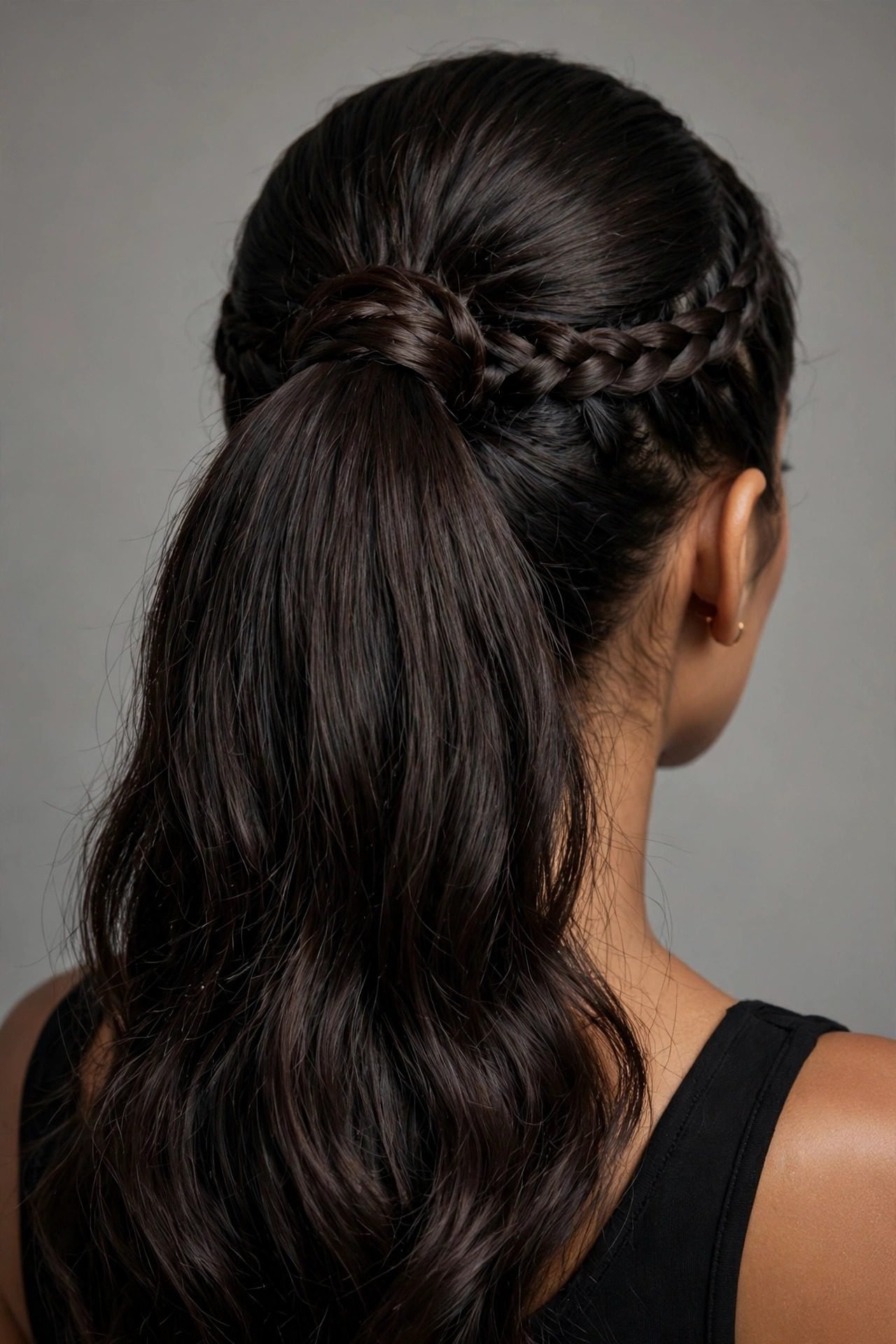 ponytail hairstyles — The Braid-Anchored High