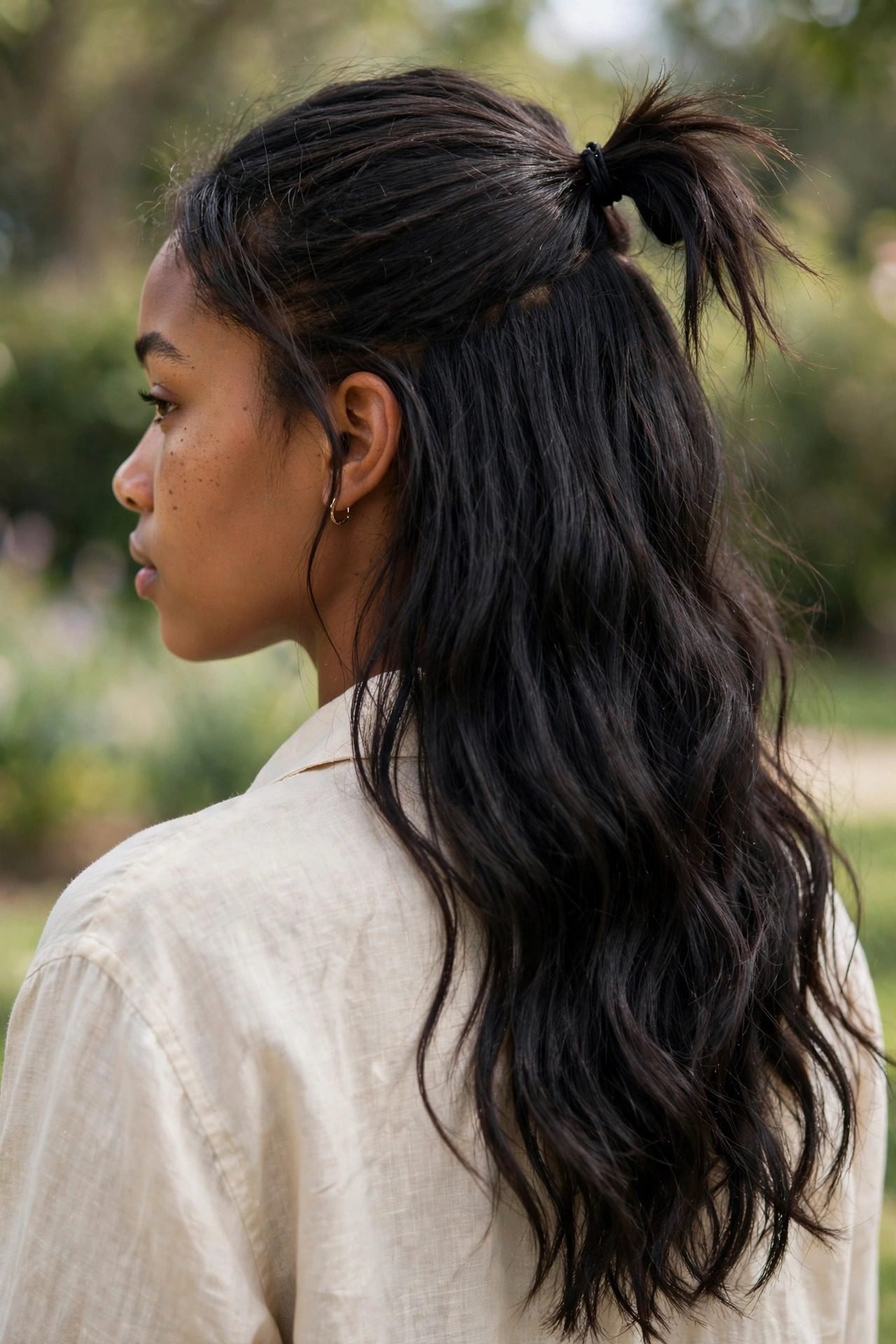 ponytail hairstyles — The Half-Back Mid