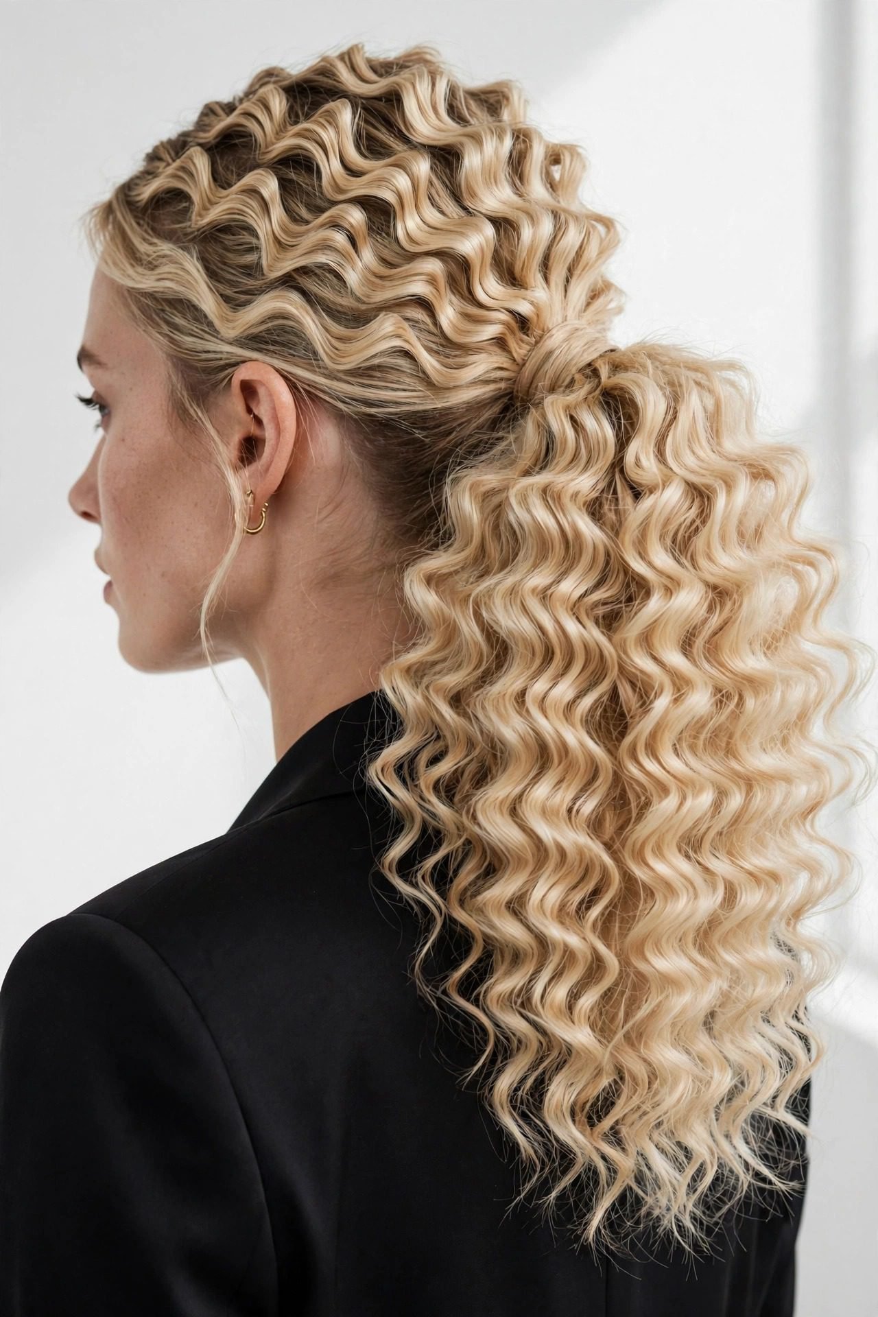 ponytail hairstyles — The Crimped-Volume Mid