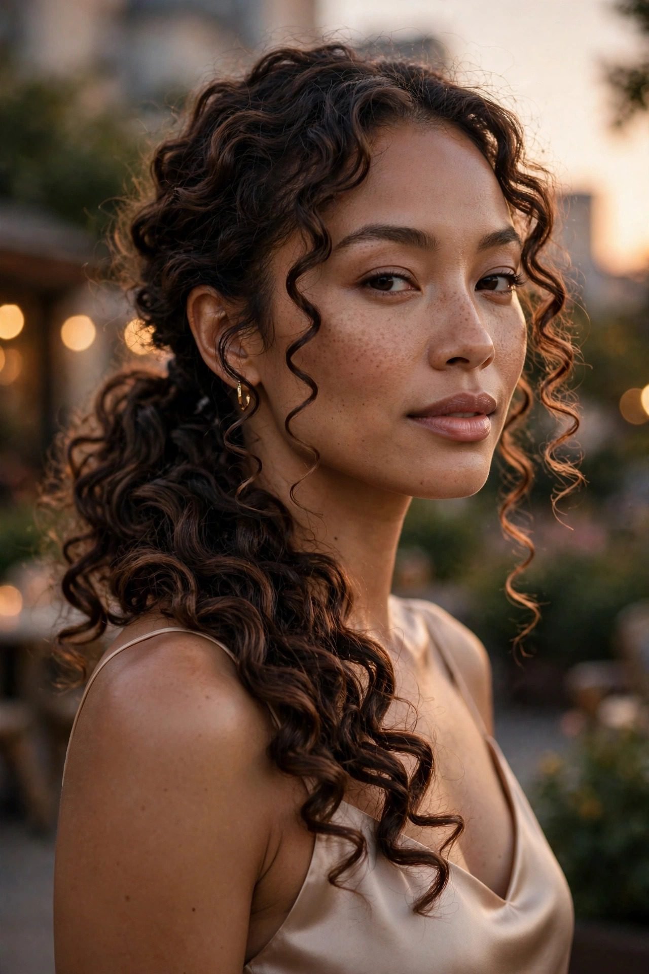 ponytail hairstyles — The Low Curly Cascade