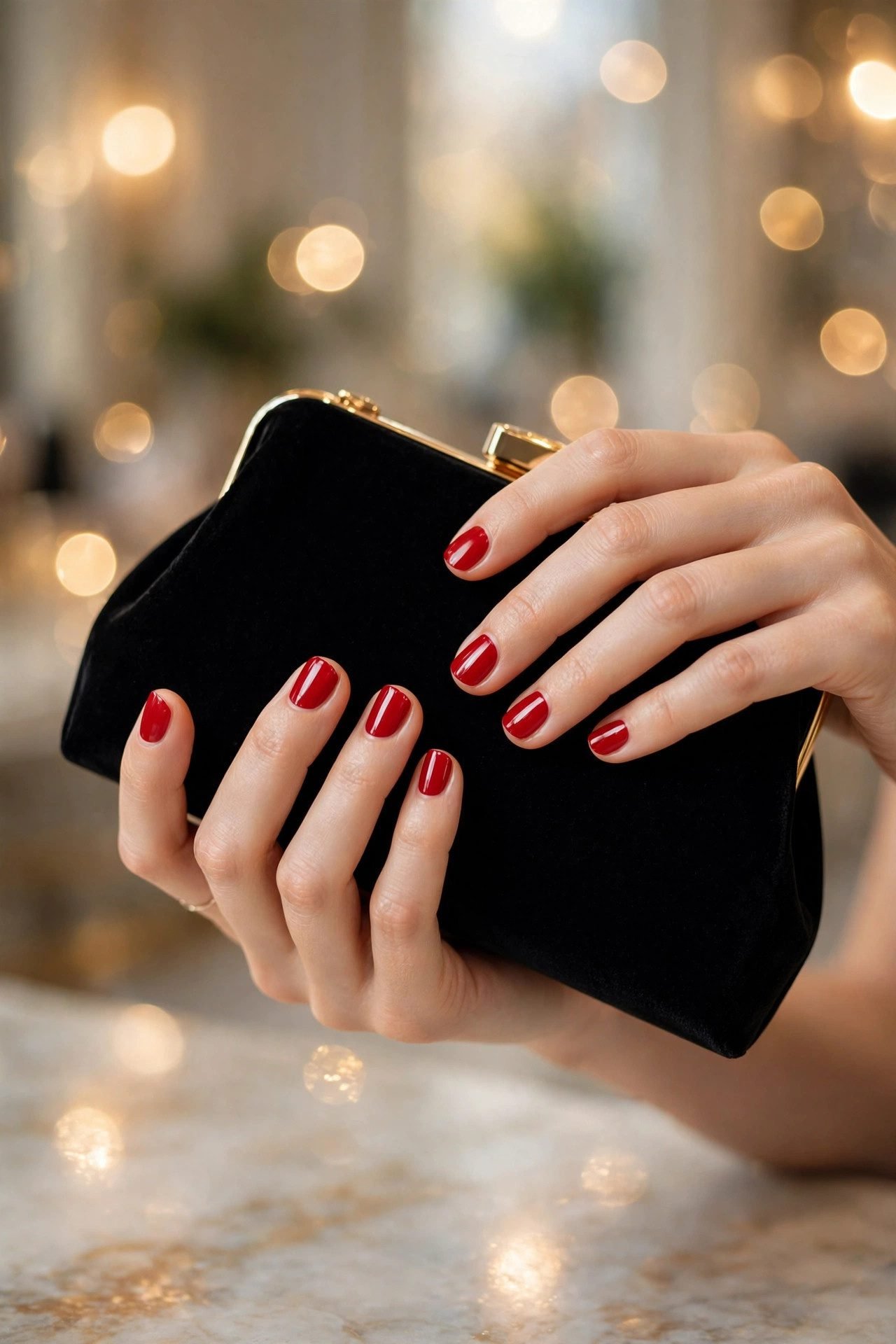 elegant nails — Classic Red, Short and Glossy