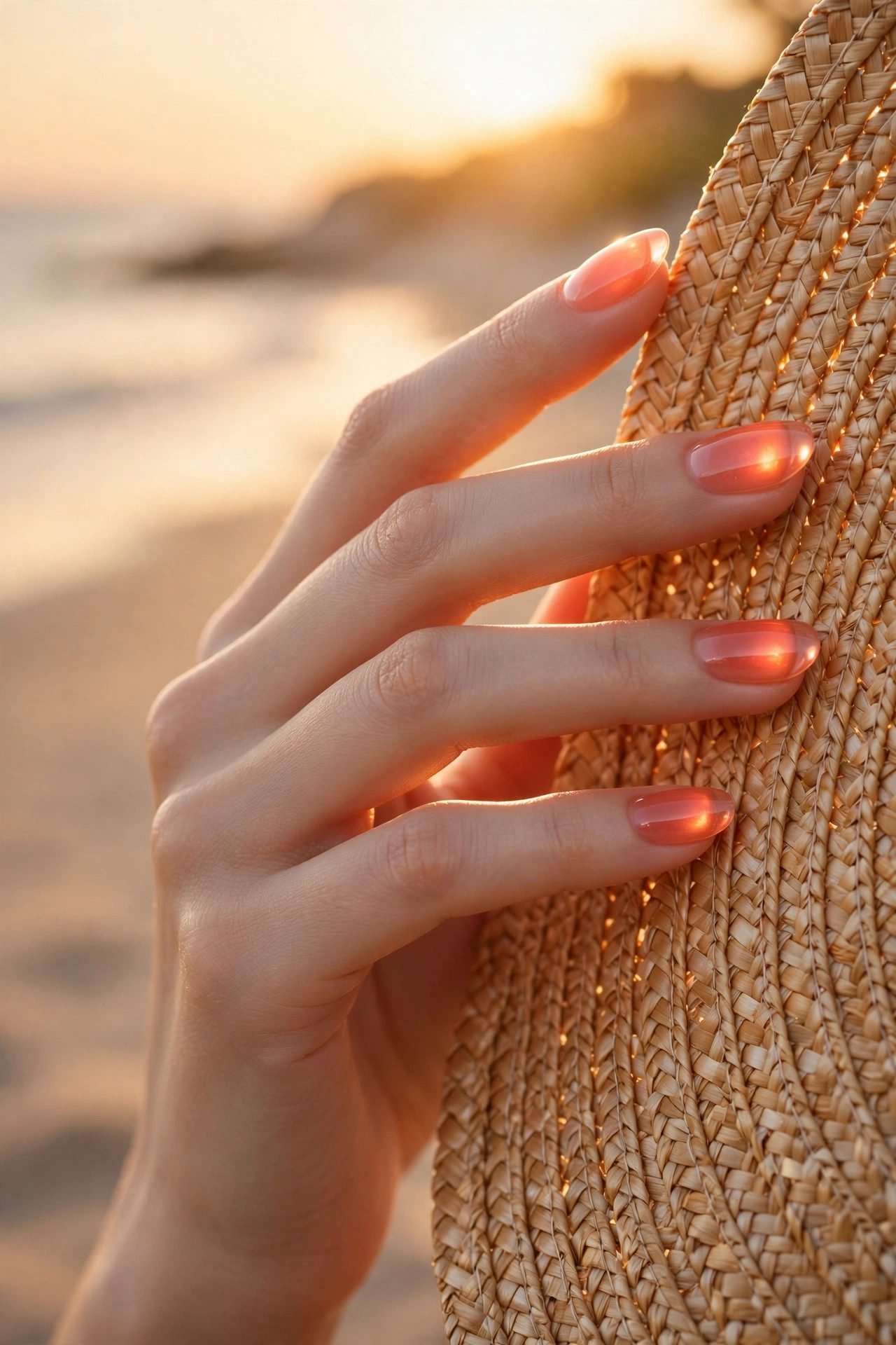 elegant nails — The Sheer Coral Jelly
