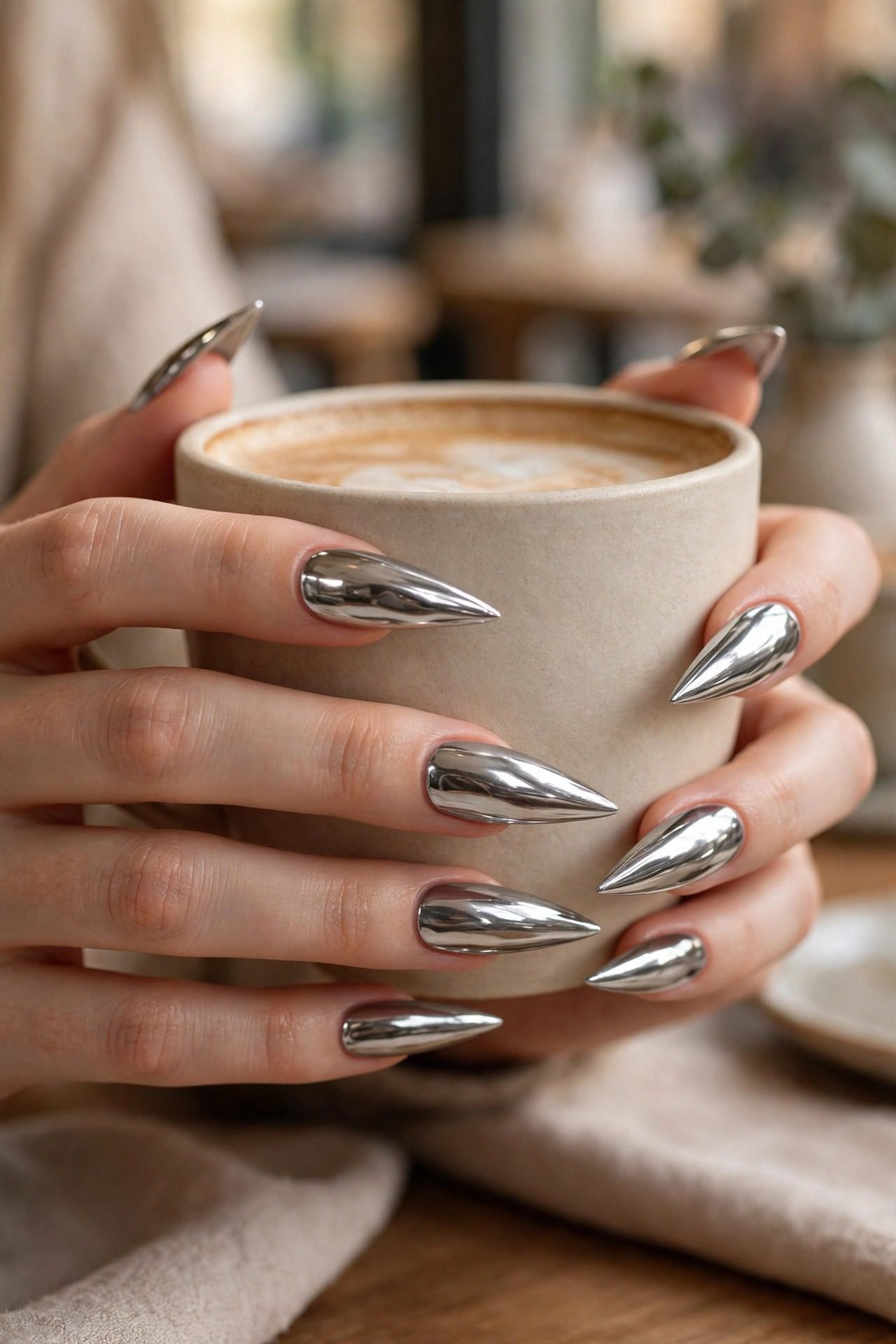 Liquid Silver Chrome Stiletto
