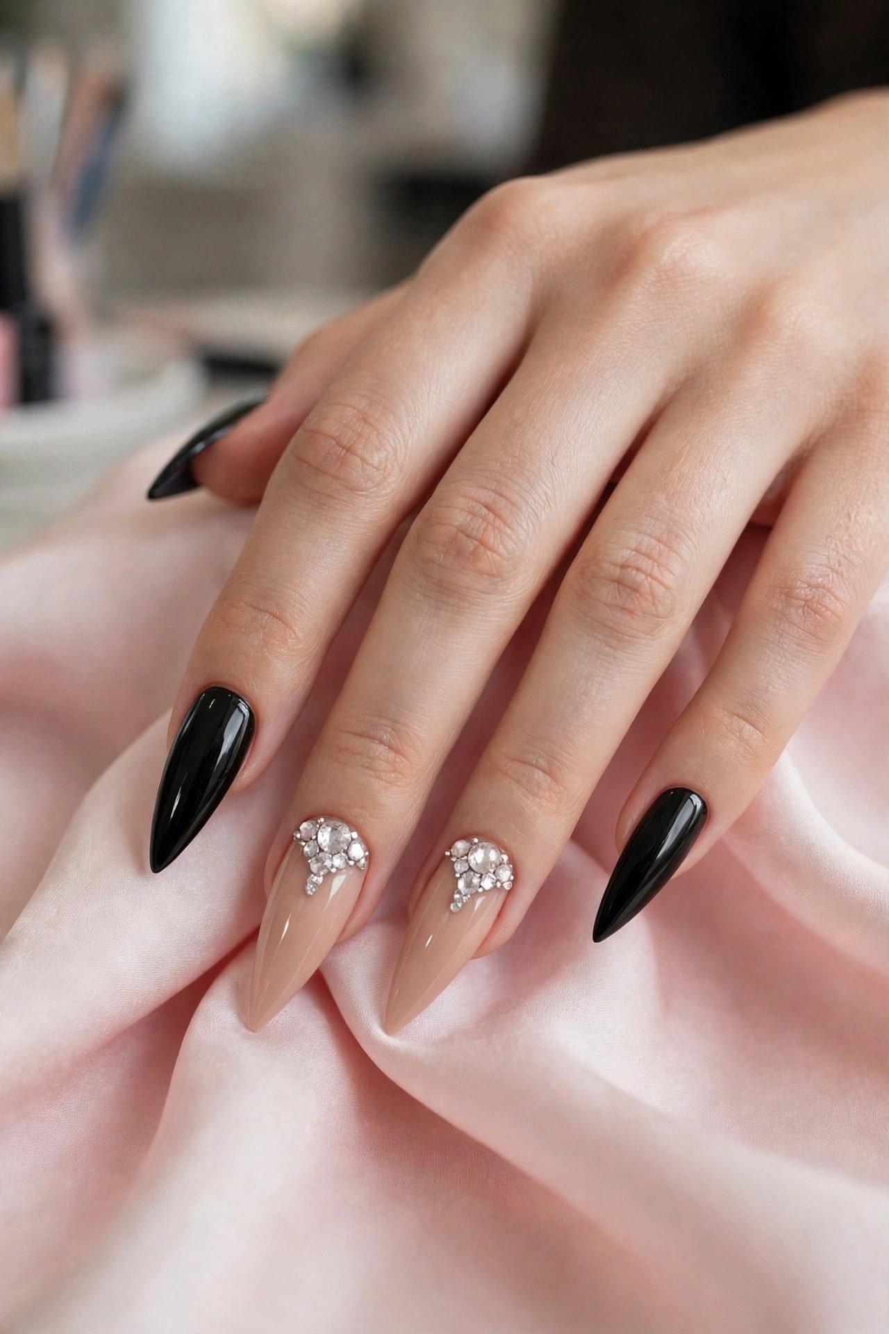 Gem-Accent Spike Stiletto