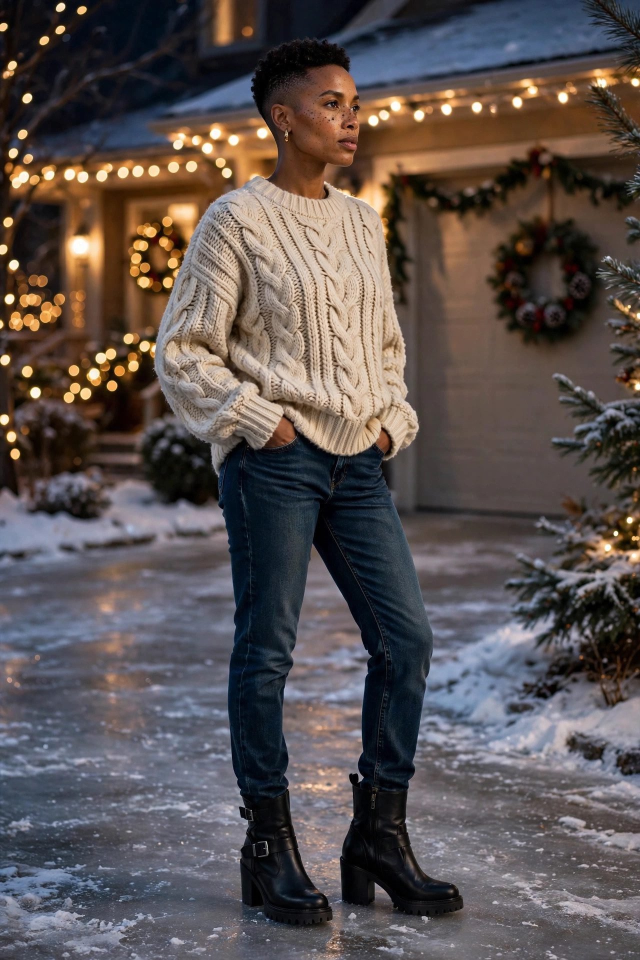 christmas eve outfits lug sole boots winter street