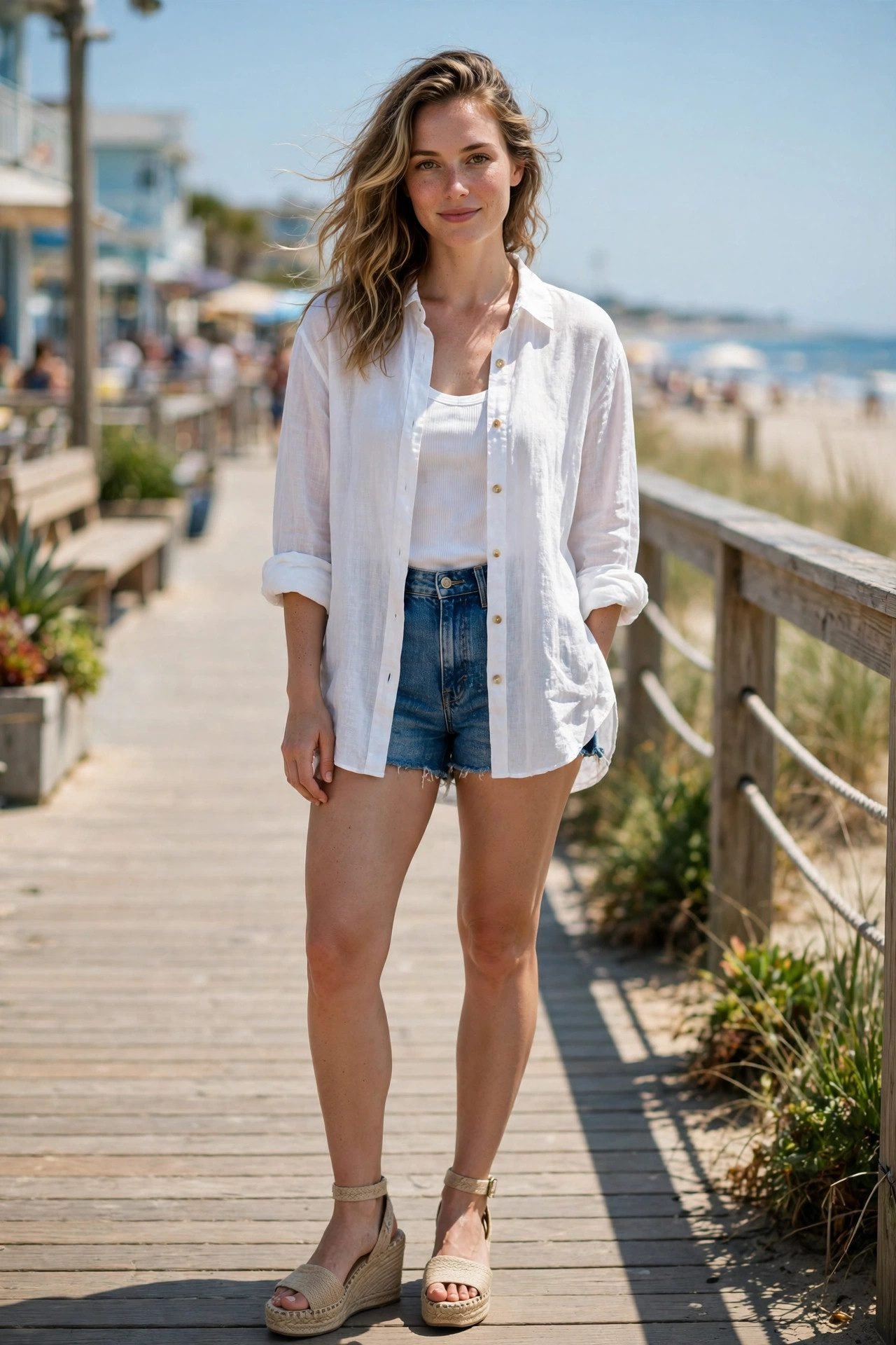 5. Denim Shorts and a Button-Down