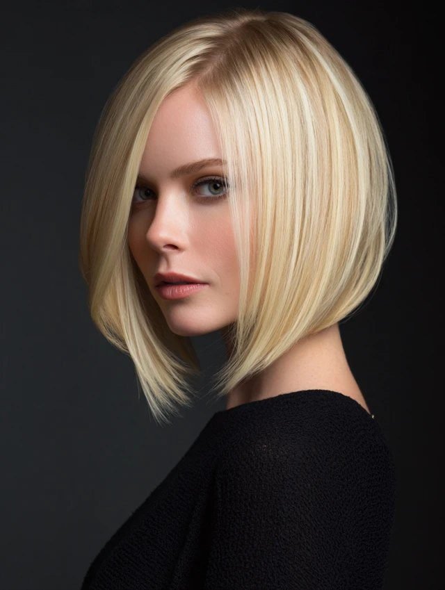 9. The Lob with Full Blunt Bangs