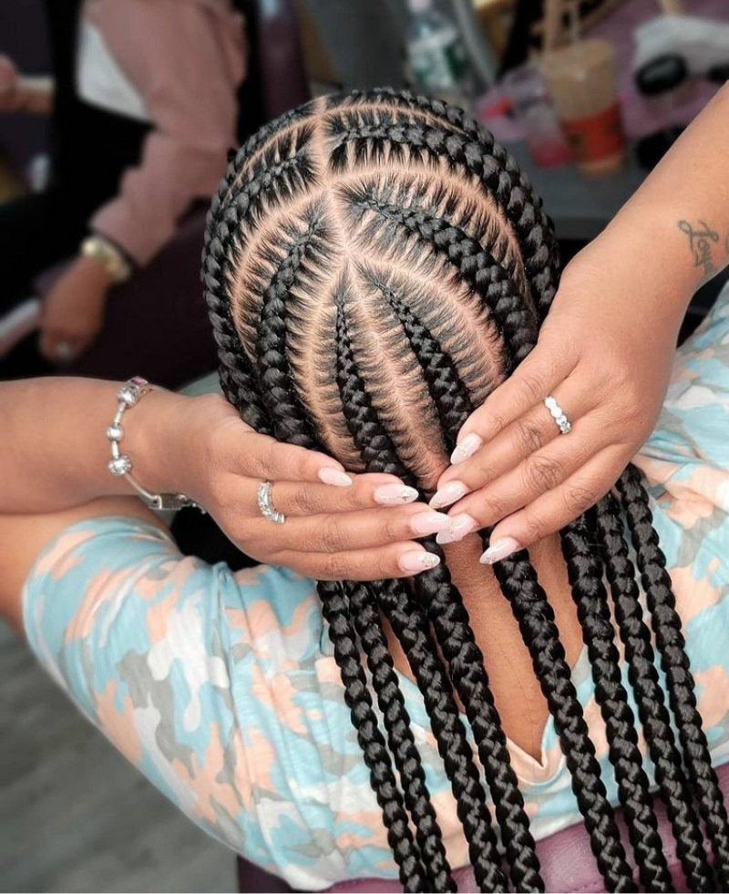 9. Jumbo Straight-Back Cornrows