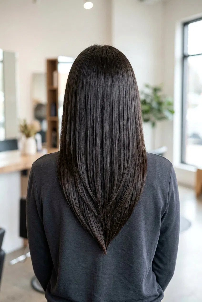 16. Straight Hair with Baby Bangs