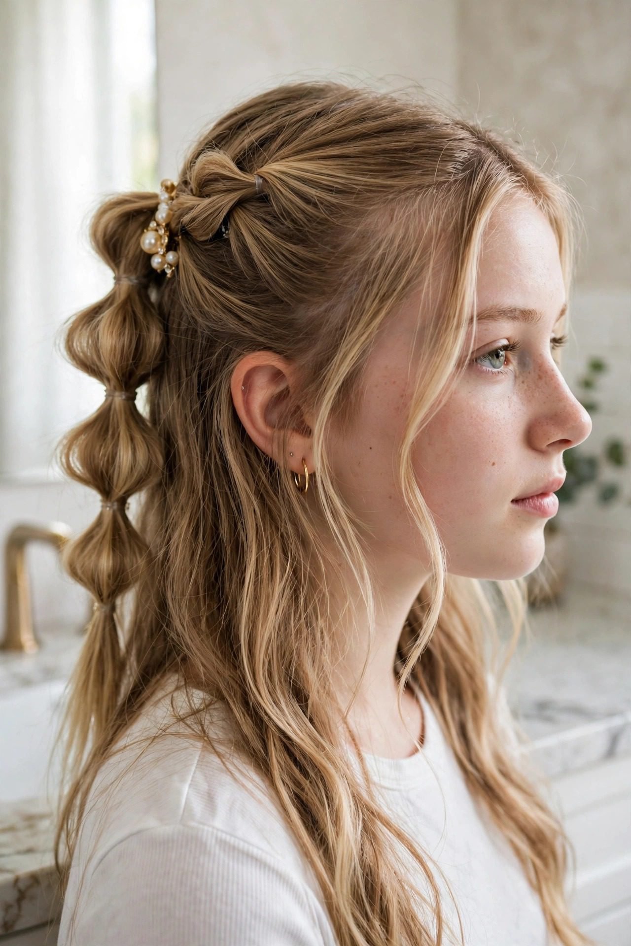 13. The Half-Up Bubble Braid