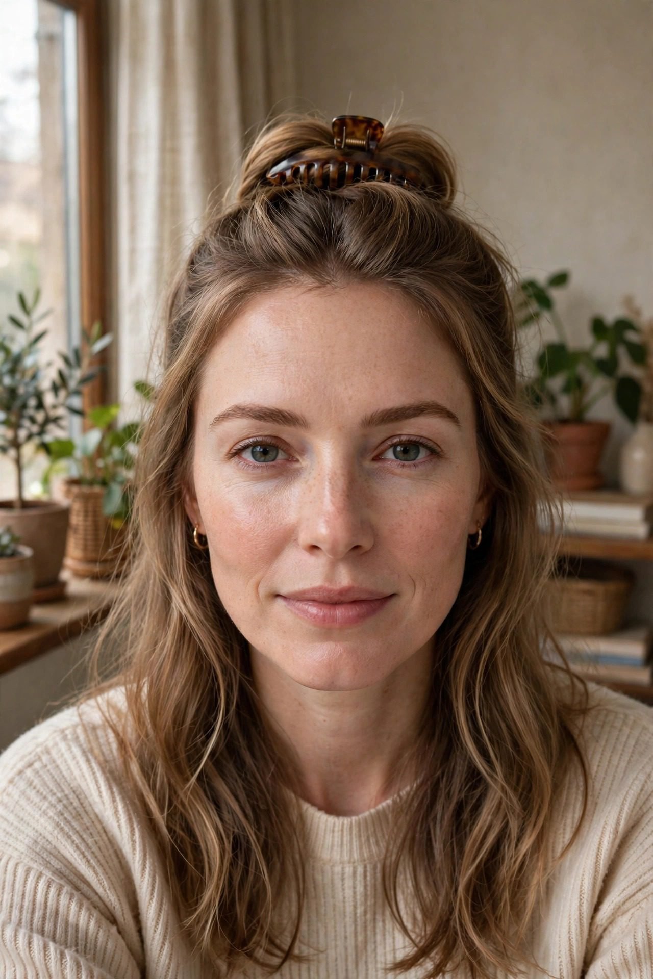 14. The Half-Up Claw Clip Twist