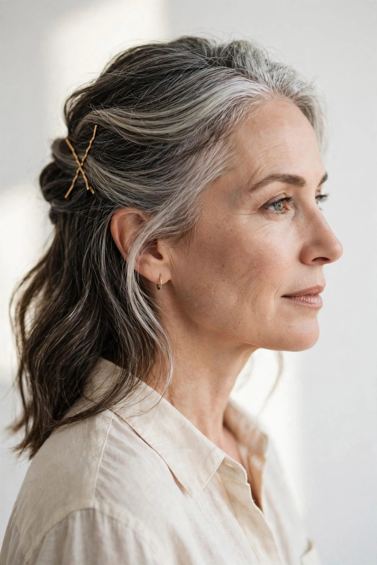 16. The Half-Up Bobby Pin Accent