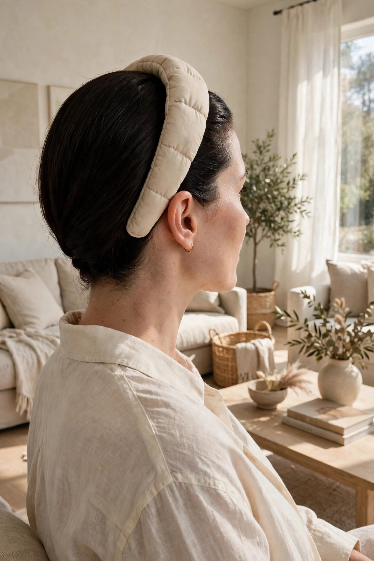 1. The Padded Headband with Sleek Hair