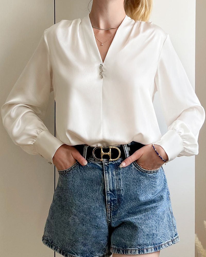 6. The Silk Blouse and Jorts