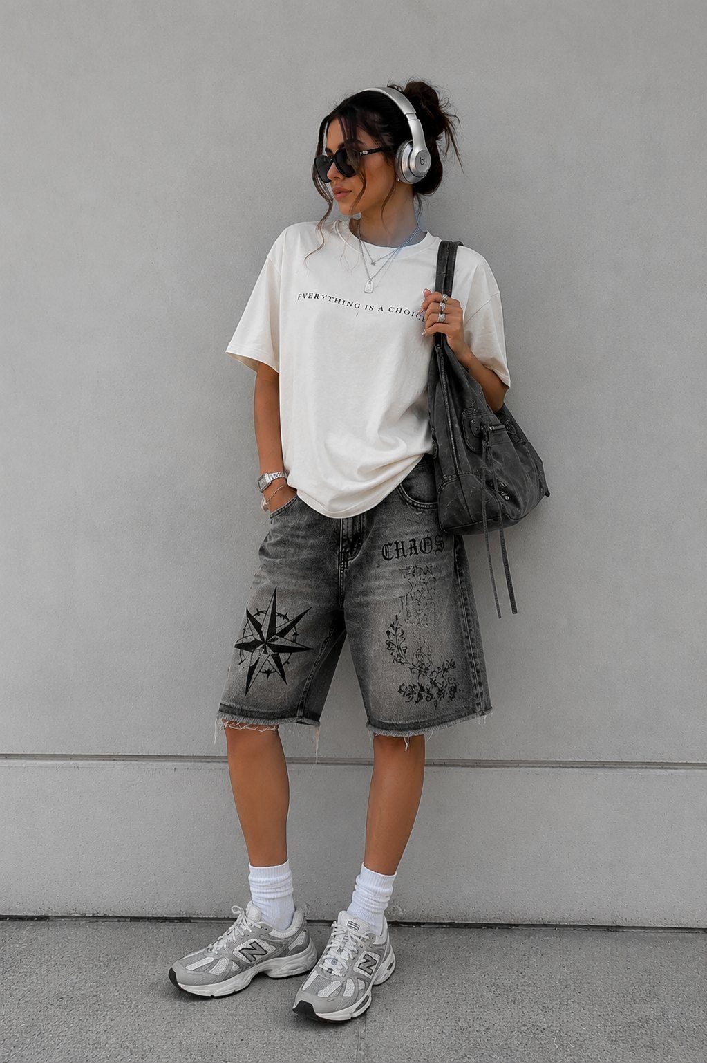 7. The Graphic Tee, Jorts, and Chunky Sneakers