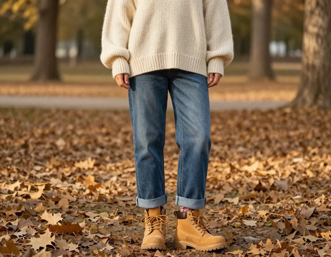 13. The Chunky Sweater, Jeans, and Hiking Boots